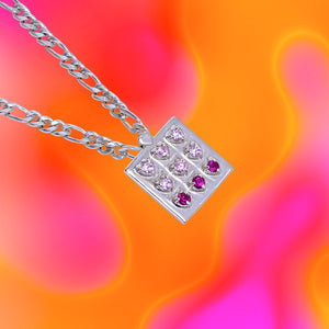 NAVGRADIENT SQUARE PENDANT ON CHAIN PINK