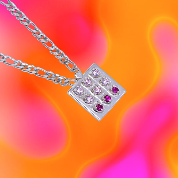 NAVGRADIENT SQUARE PENDANT ON CHAIN PINK