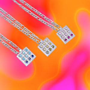 NAVGRADIENT SQUARE PENDANT ON CHAIN GREEN